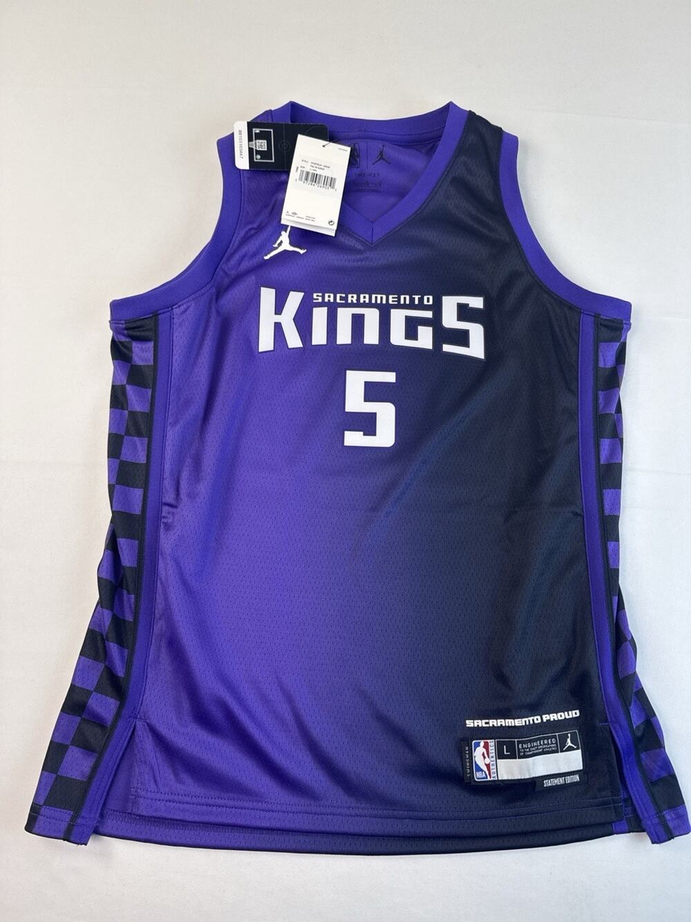 Jordan Boys Sacramento Kings De' Aaron Fox Purple Swingman Jersey Size Youth L